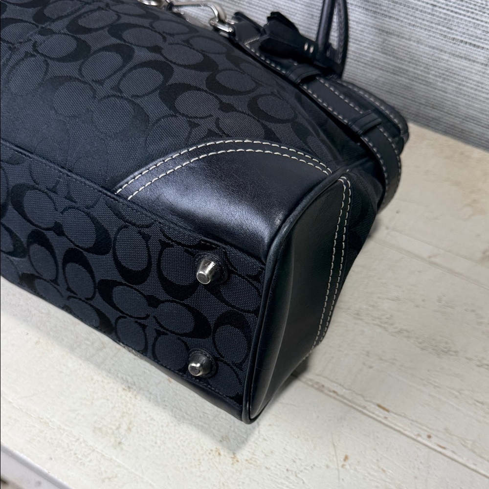 Coach Hamilton Black Signature Canvas Satchel - Picture 9 of 14